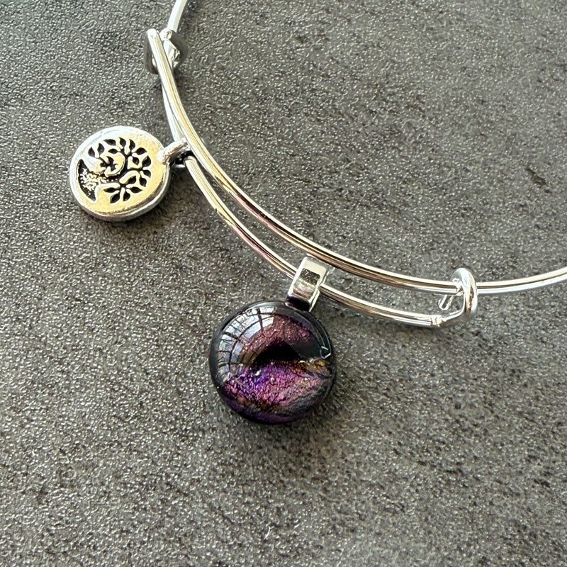 A Rift in Time & Space, Purple Dichroic Glass Bracelet, Silver