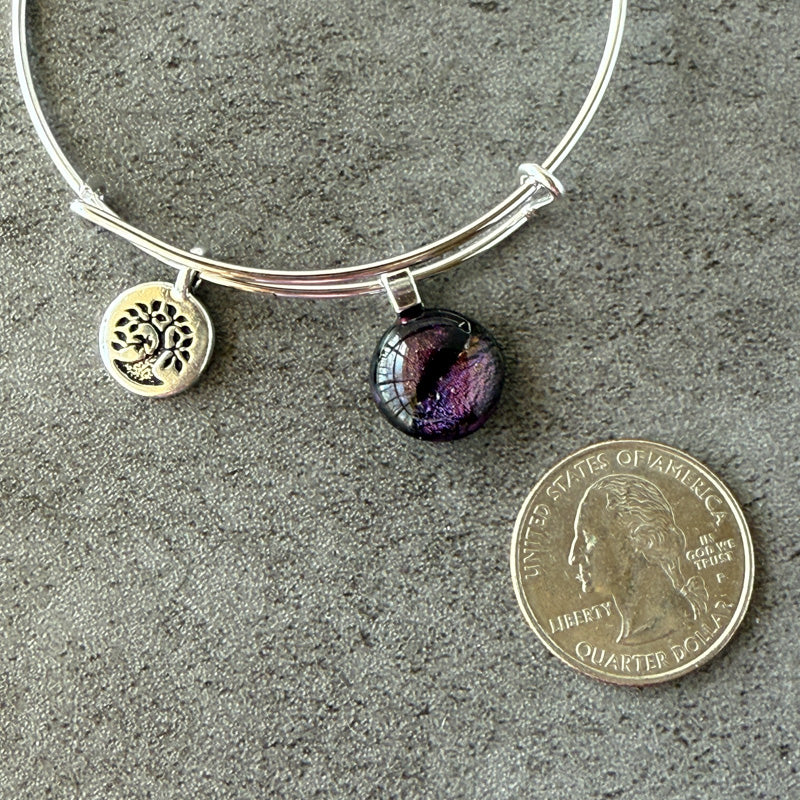 A Rift in Time & Space, Purple Dichroic Glass Bracelet, Silver