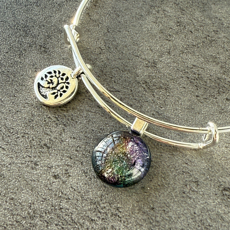 Another Galaxy, Multi Color Dichroic Glass Bracelet, Silver