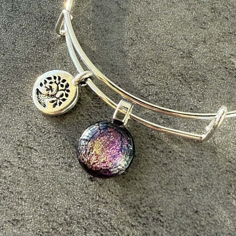 Twilight Sky, Lavender Color Dichroic Glass Bracelet, Silver