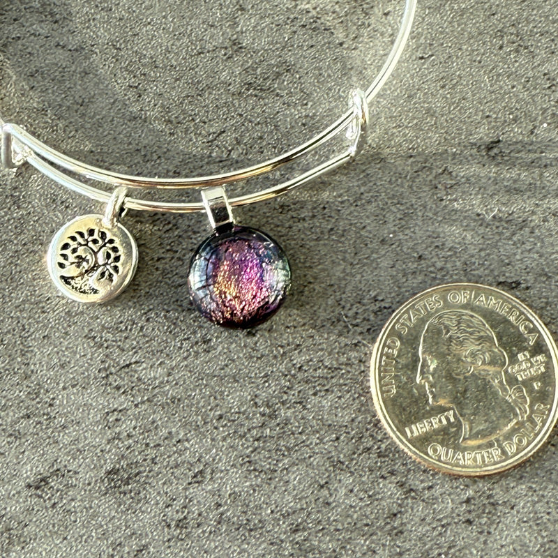 Twilight Sky, Lavender Color Dichroic Glass Bracelet, Silver