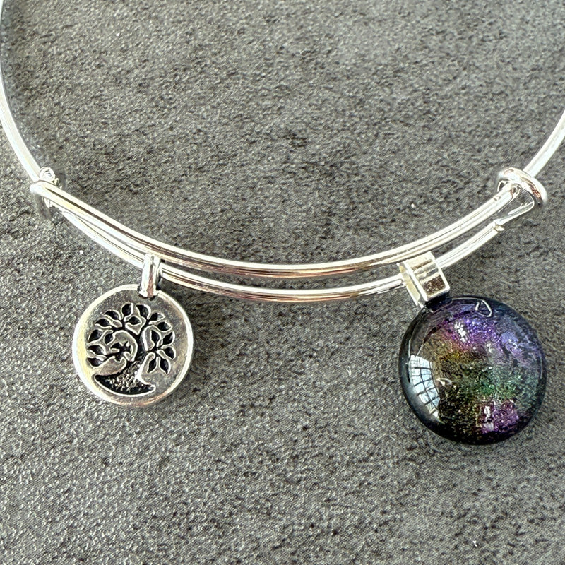 Another Galaxy, Multi Color Dichroic Glass Bracelet, Silver