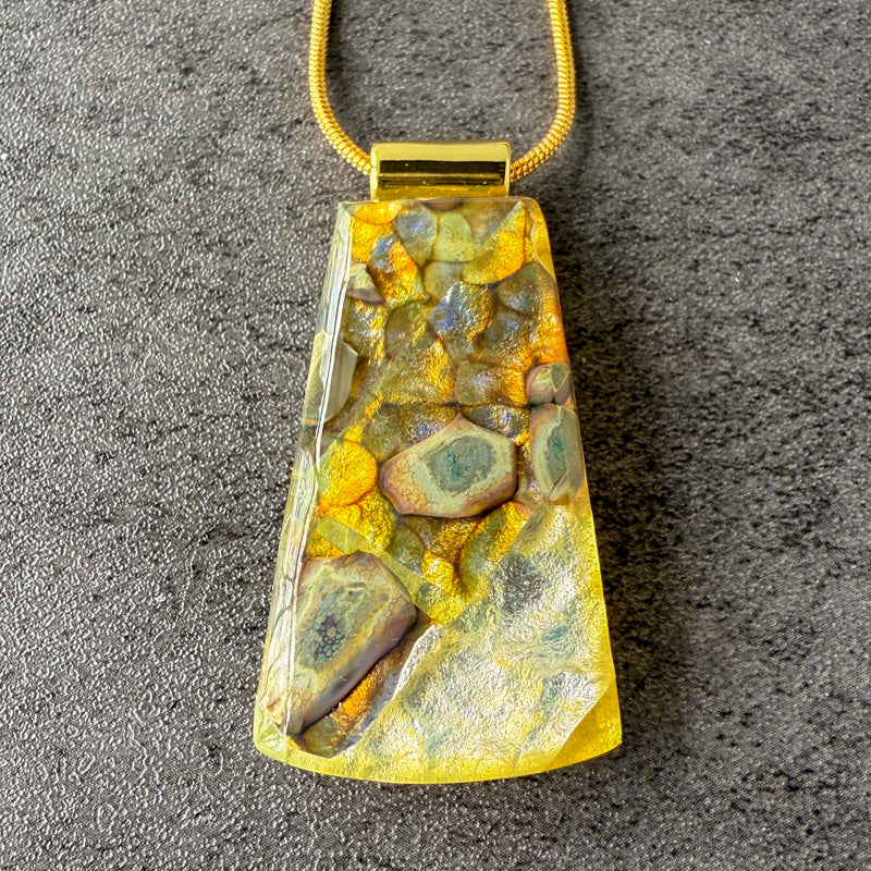 Vein of Gold, Glimmerstone Fused Glass Necklace, gold