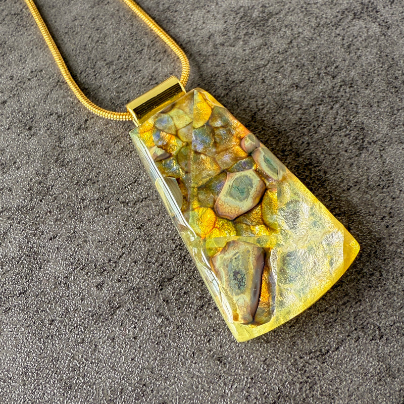 Vein of Gold, Glimmerstone Fused Glass Necklace, gold