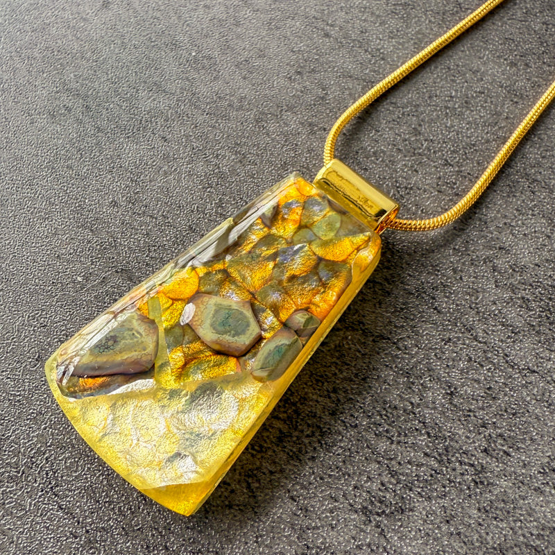 Vein of Gold, Glimmerstone Fused Glass Necklace, gold