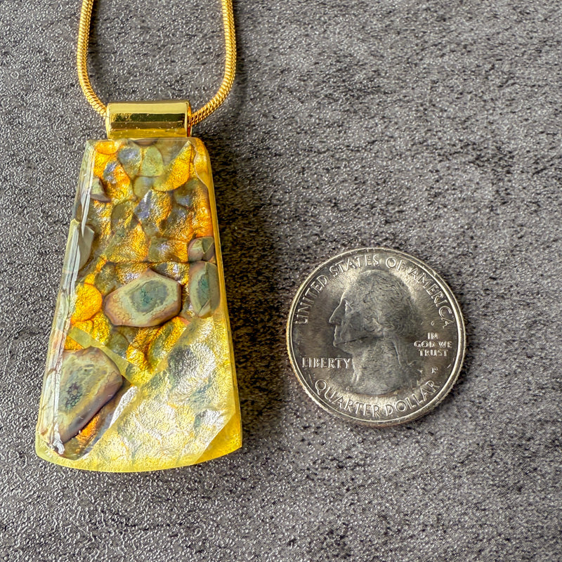 Vein of Gold, Glimmerstone Fused Glass Necklace, gold
