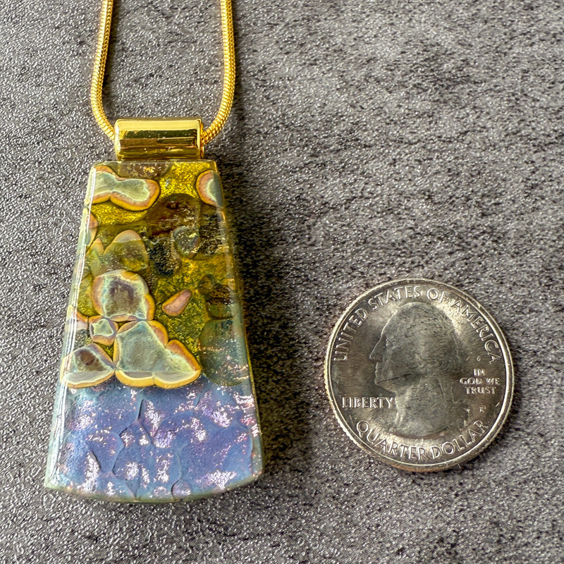 The Hollow Crown, Glimmerstone Fused Glass Necklace, purple, gold