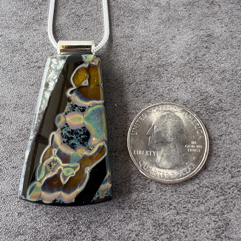 Silverdeep, Glimmerstone Fused Glass Necklace, black, silver