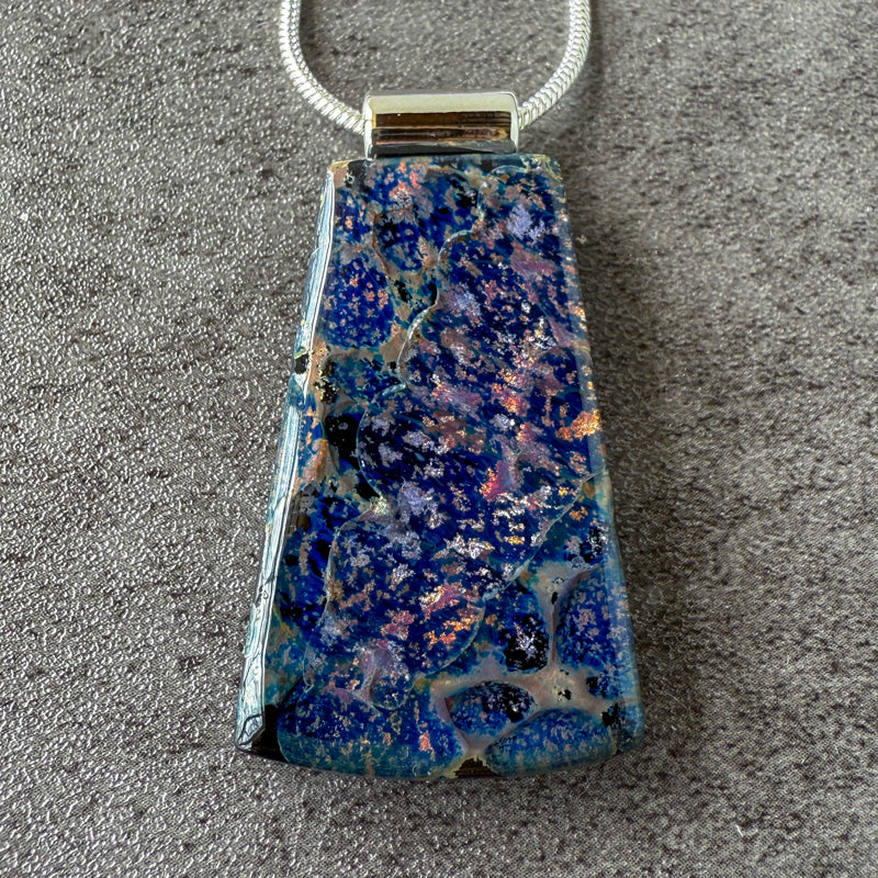 Whispered Ore, Glimmerstone Fused Glass Necklace, multicolor, silver
