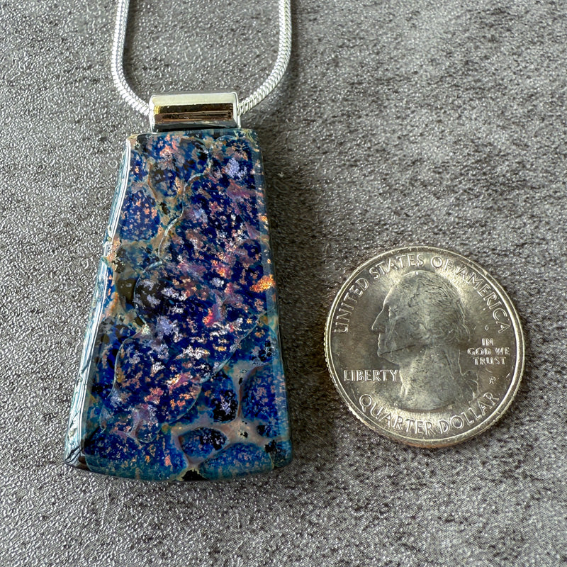 Whispered Ore, Glimmerstone Fused Glass Necklace, multicolor, silver