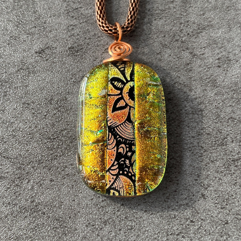 Flickering Light, Copper Dichroic Glass Necklace
