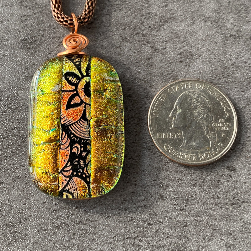 Flickering Light, Copper Dichroic Glass Necklace