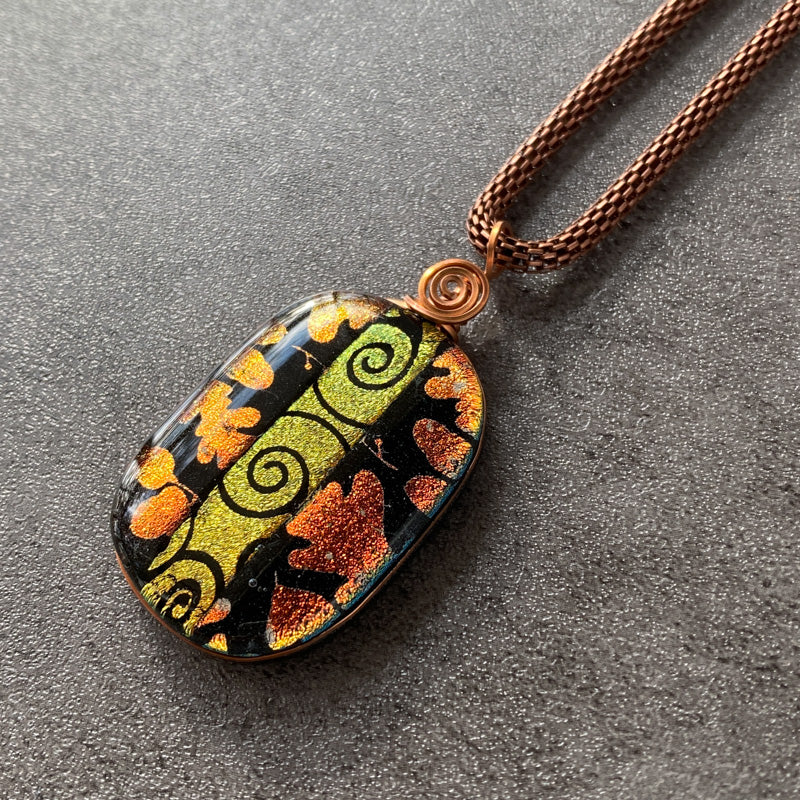 Woodland Light, Copper Dichroic Glass Necklace