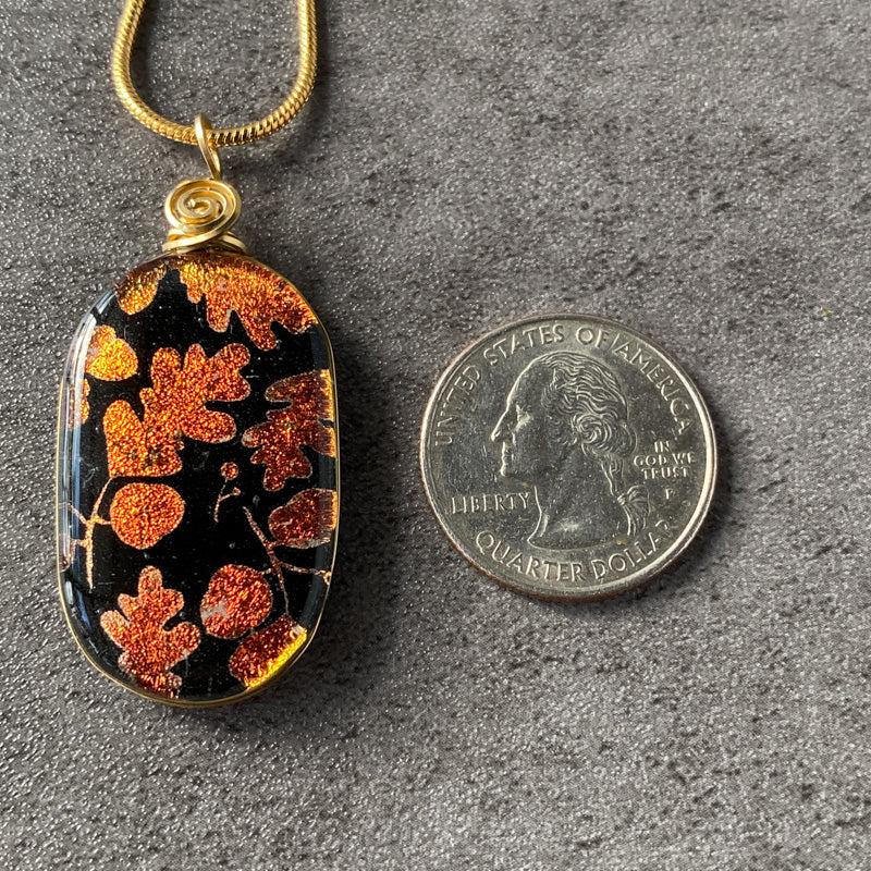 Forest Shadow, Gold Dichroic Glass Necklace
