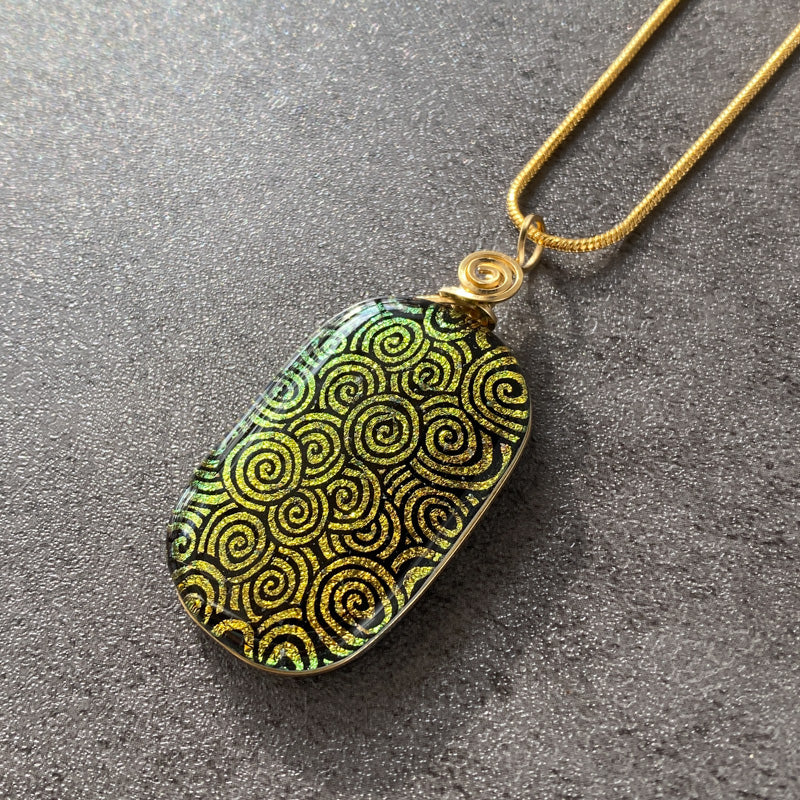 Autumn Wind, Gold Dichroic Glass Necklace