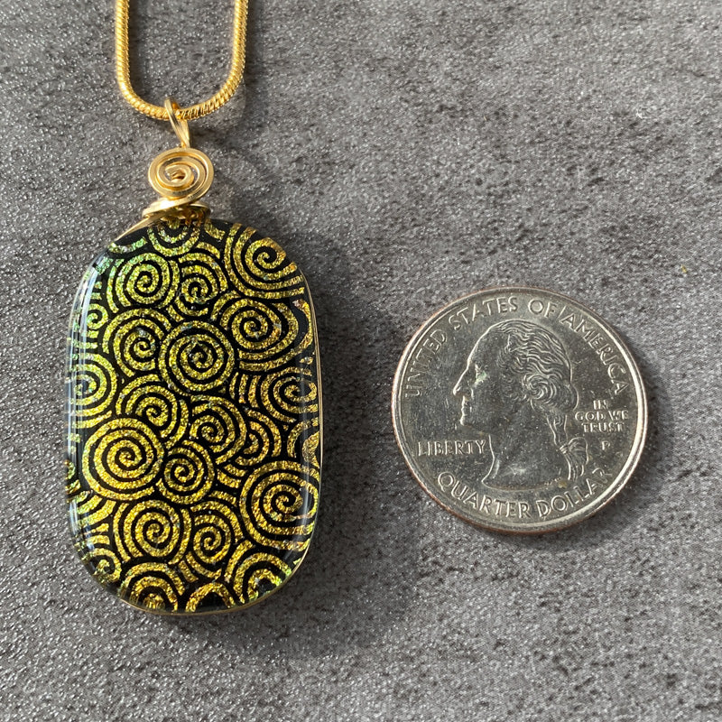 Autumn Wind, Gold Dichroic Glass Necklace