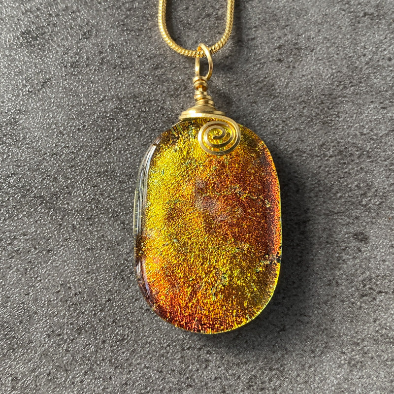 The Golden Hour, Gold Dichroic Glass Necklace