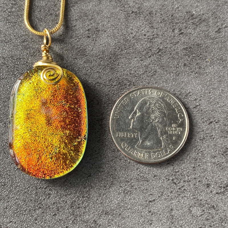 The Golden Hour, Gold Dichroic Glass Necklace