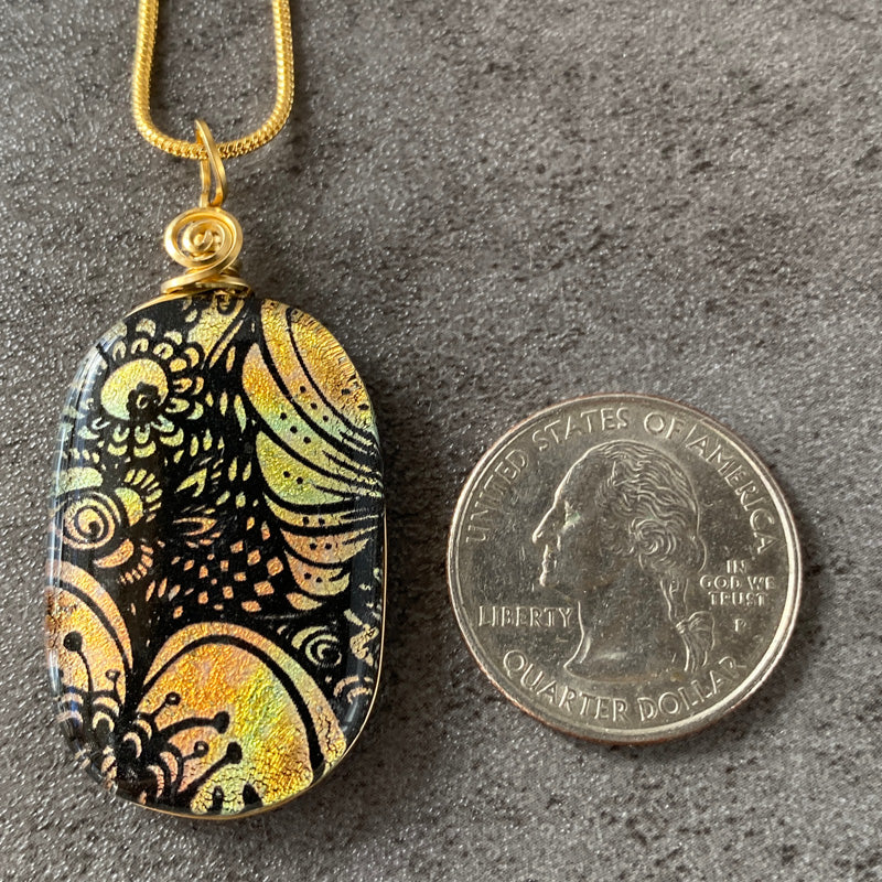 Bonfire Glow, Gold Dichroic Glass Necklace