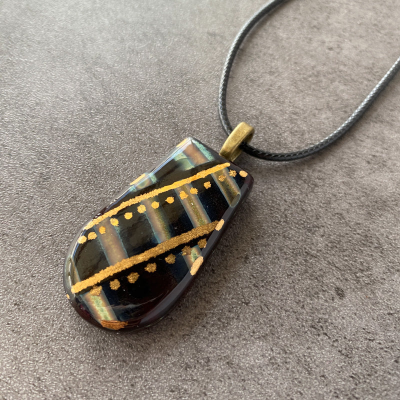 Imperial Crimson, Ancient Relic Style Fused Glass Necklace, red