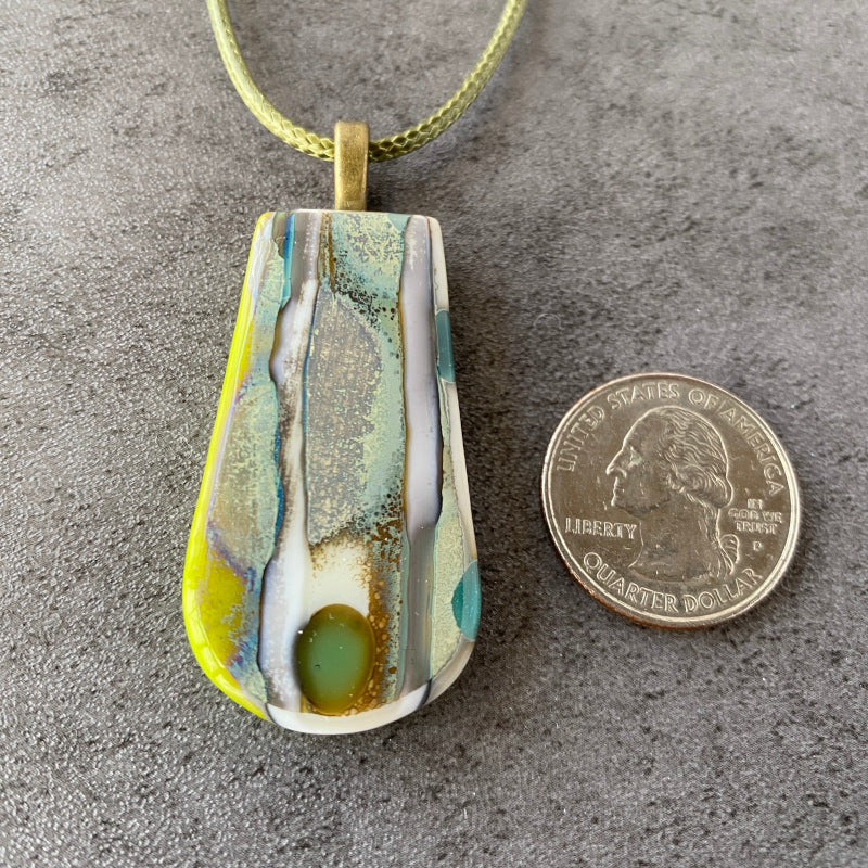 Ancient Forest Whispers, Ancient Relic Style Fused Glass Necklace, green