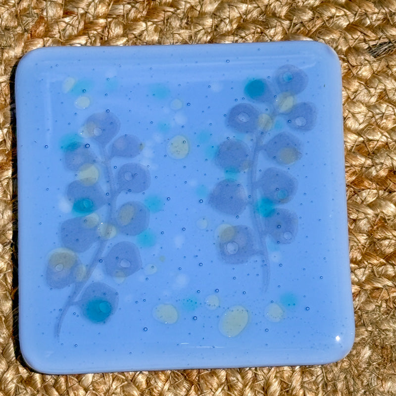 Whispers of Bloom, Summer Breeze Collection coaster set, blues & greens