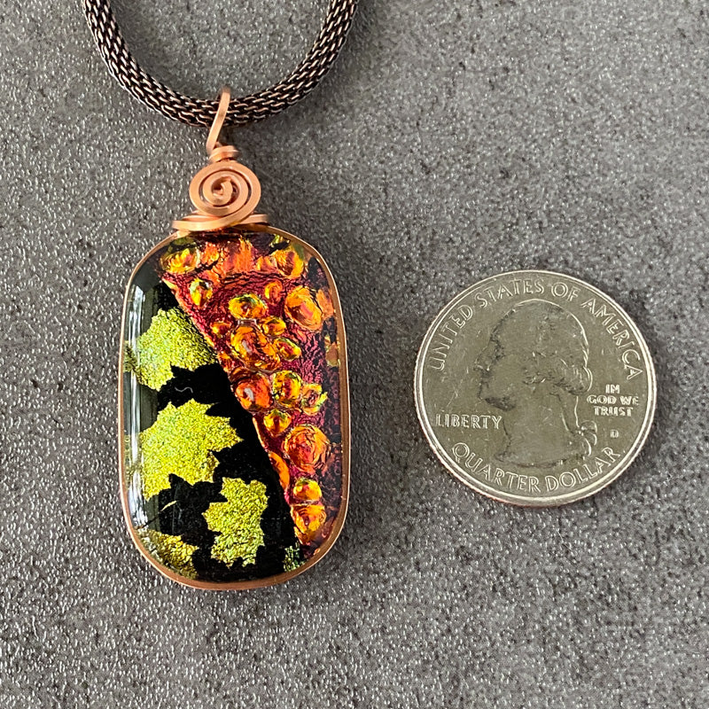 Falling Leaves, Copper Dichroic Glass Necklace
