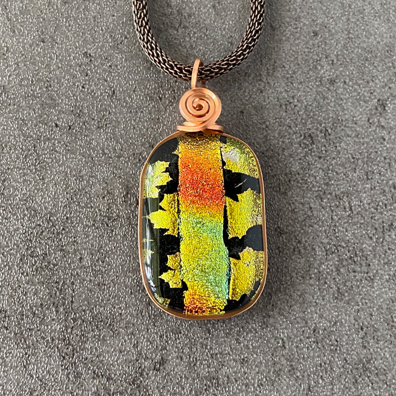 Leave Me Alone, Copper Dichroic Glass Necklace