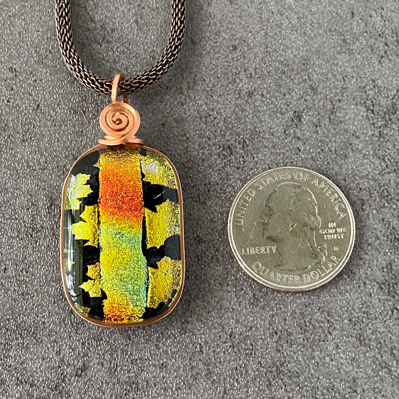 Leave Me Alone, Copper Dichroic Glass Necklace