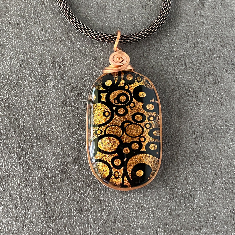 Corn Maze, Copper Dichroic Glass Necklace