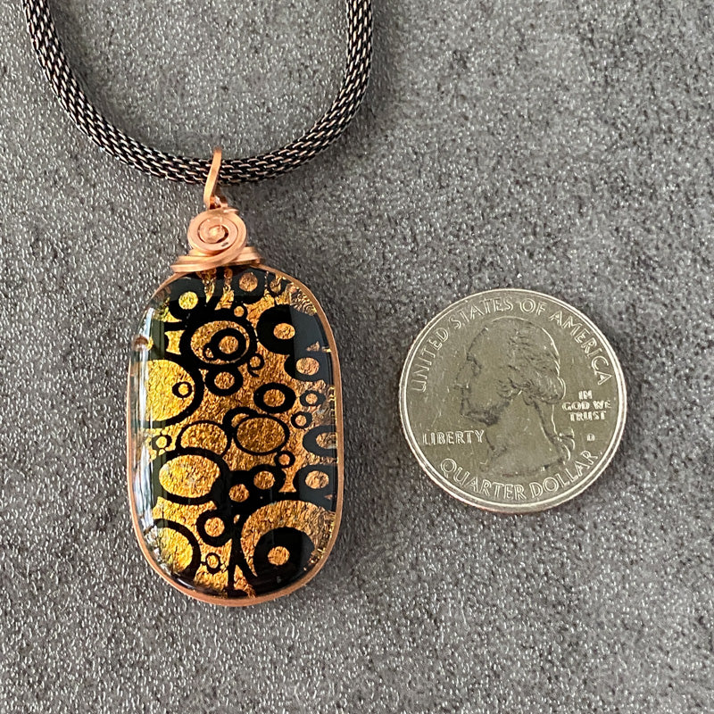 Corn Maze, Copper Dichroic Glass Necklace