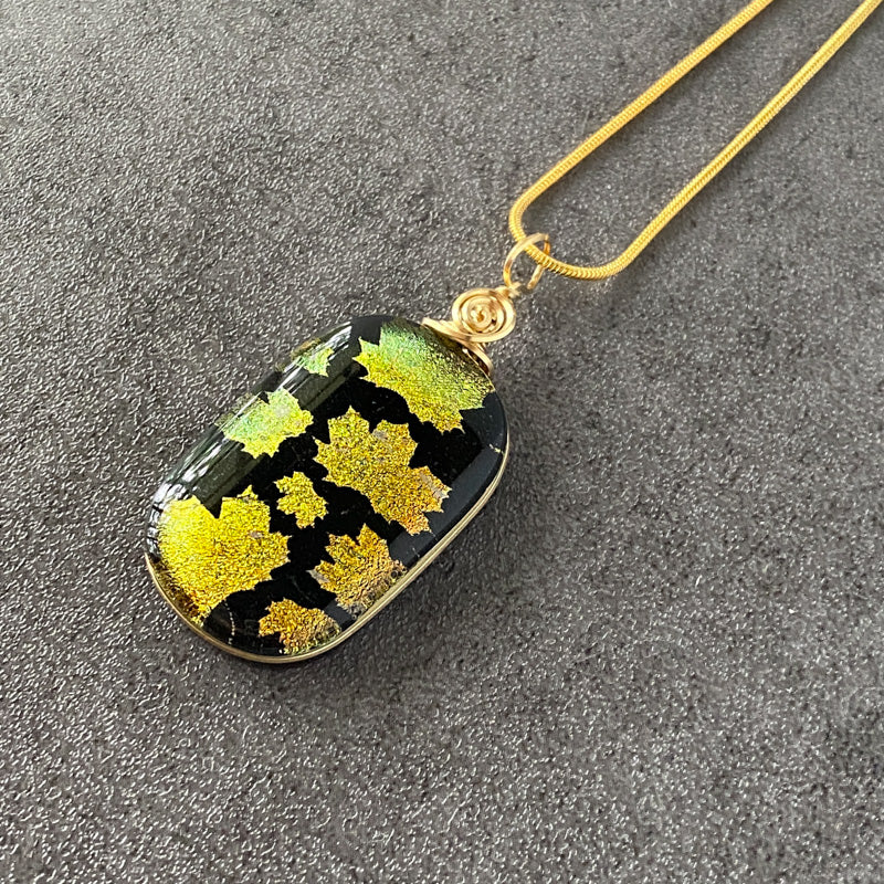 Autumn Woods, Gold Dichroic Glass Necklace