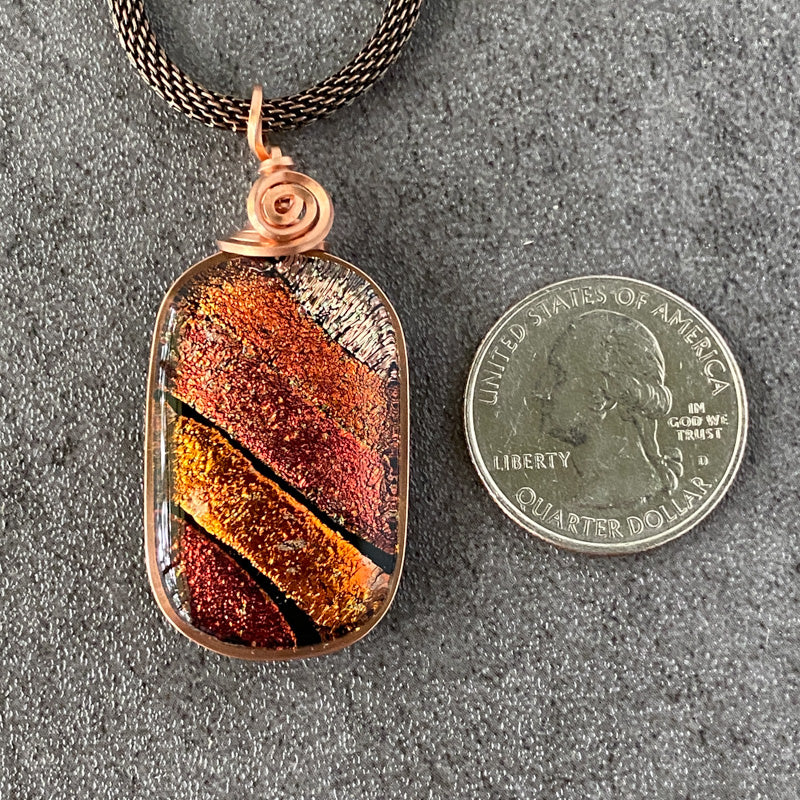 Caramel Apple, Copper Dichroic Glass Necklace