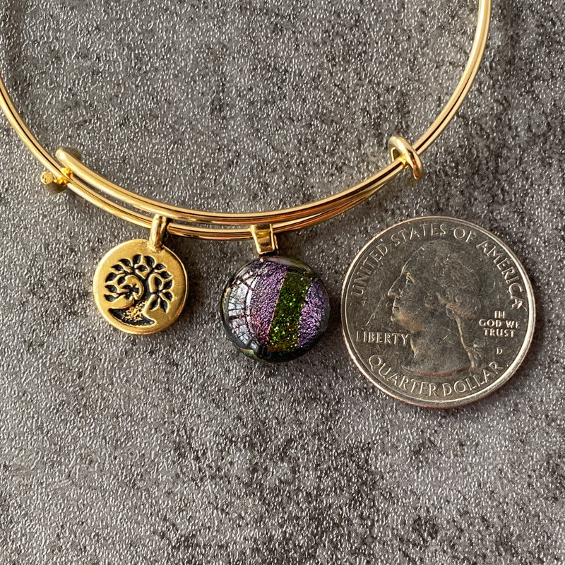 Lilac Dreams, Purple Dichroic Glass Bracelet, Gold