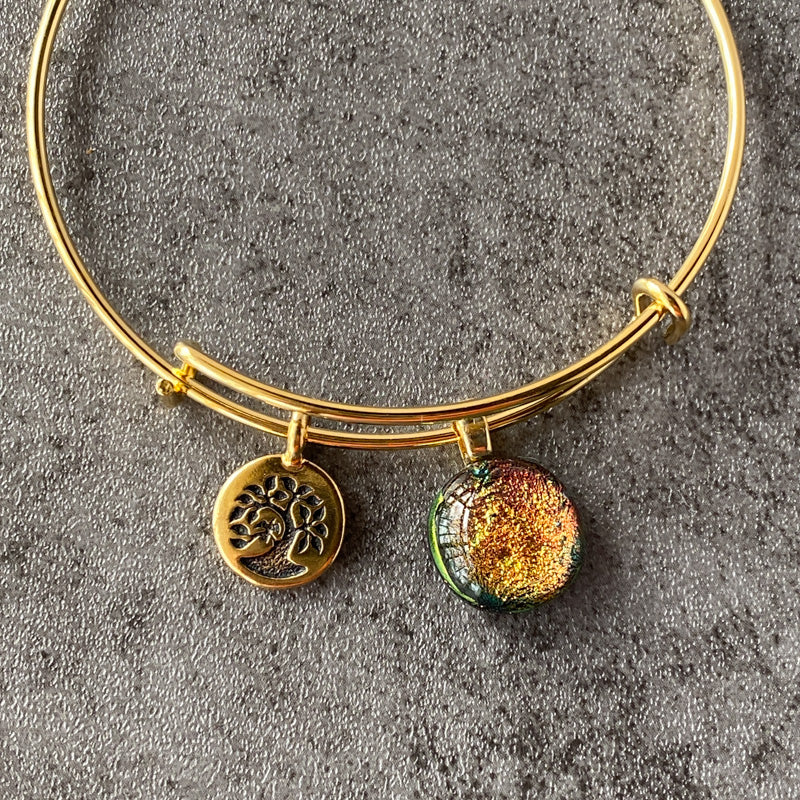 Golden Sunbeam, Dichroic Glass Bracelet, Gold