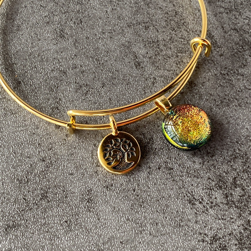 Golden Sunbeam, Dichroic Glass Bracelet, Gold
