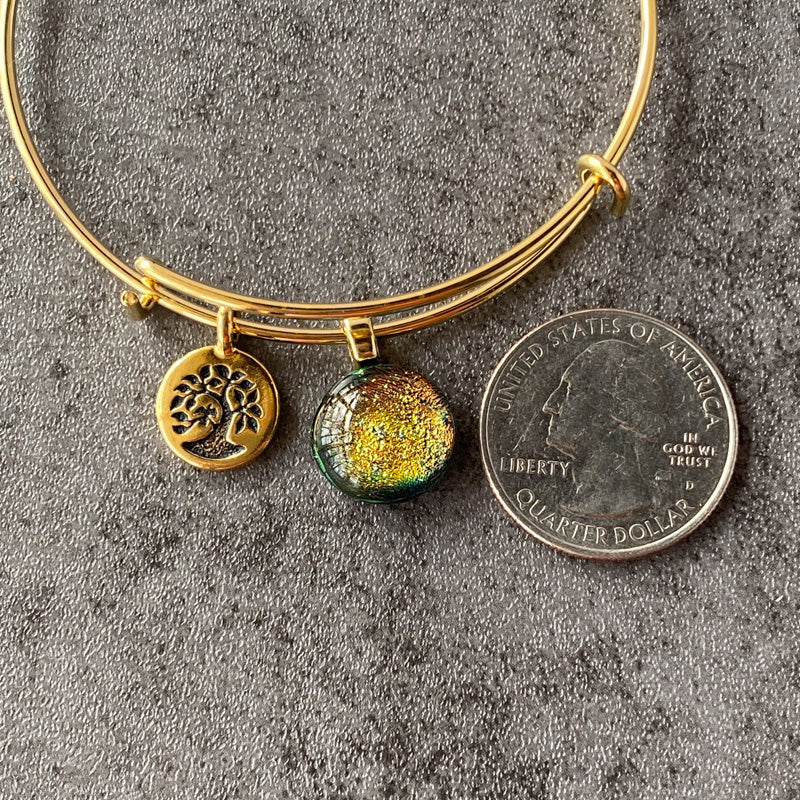 Amber Sunset, Dichroic Glass Bracelet, Gold