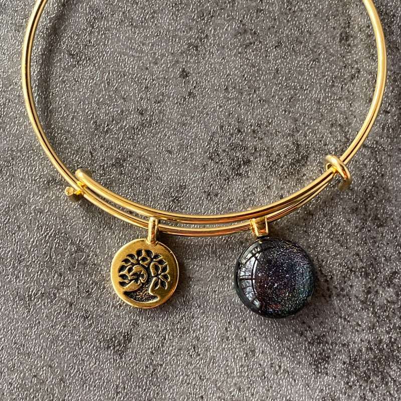 After The Storm, Multi-Colored Dichroic Glass Bracelet, Gold