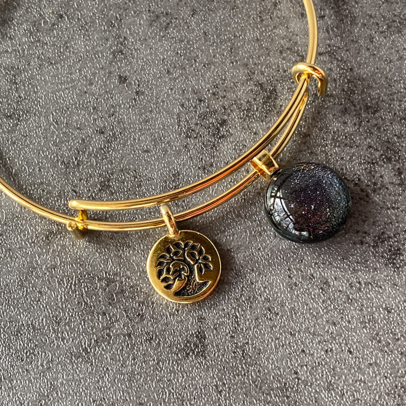 After The Storm, Multi-Colored Dichroic Glass Bracelet, Gold