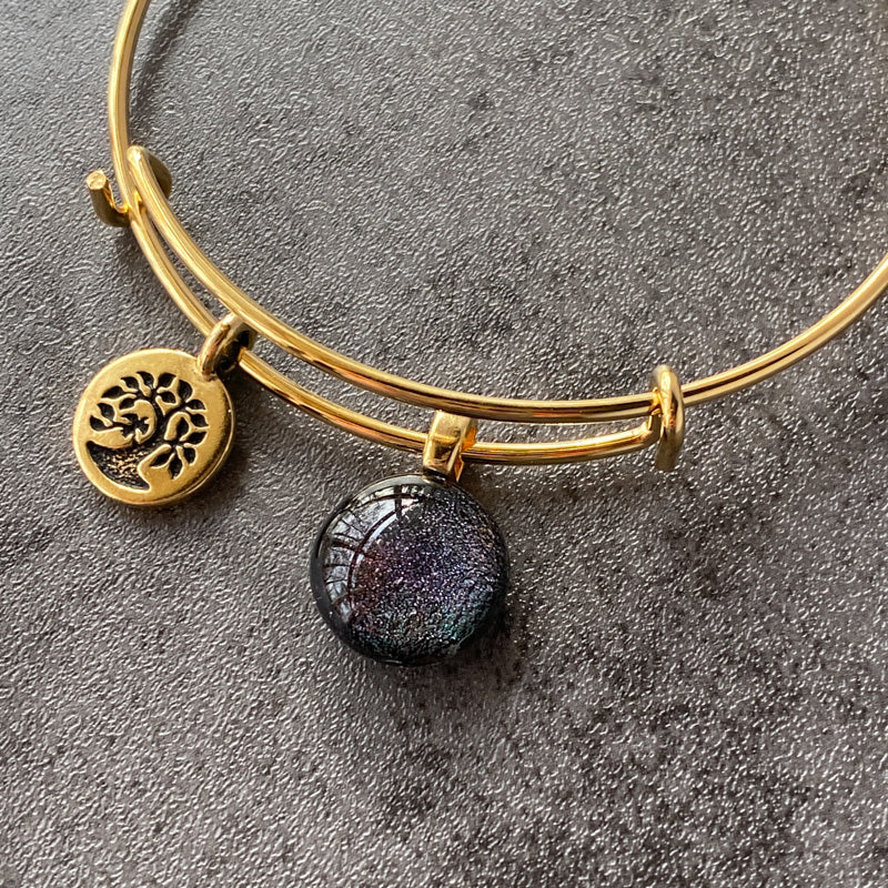 After The Storm, Multi-Colored Dichroic Glass Bracelet, Gold