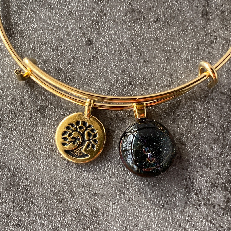 Meet Me At Midnight, Multi-Colored Dichroic Glass Bracelet, Gold