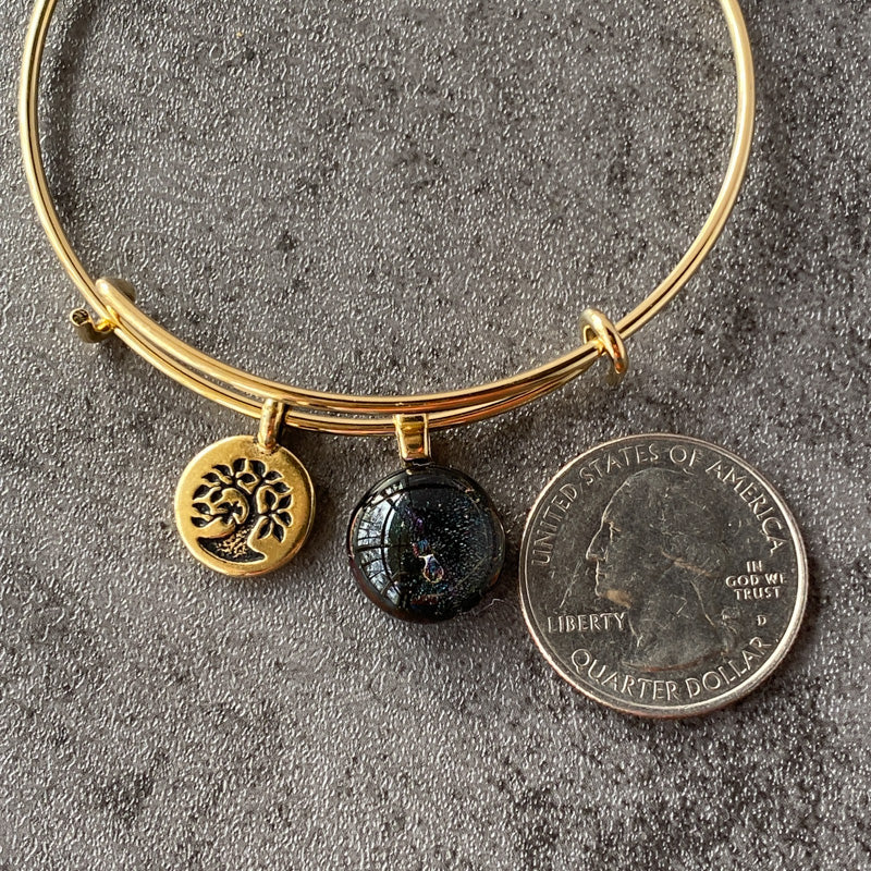 Meet Me At Midnight, Multi-Colored Dichroic Glass Bracelet, Gold