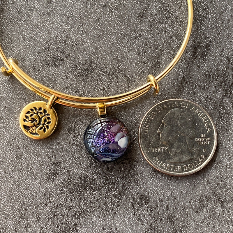 Lavender Haze, Purple Dichroic Glass Bracelet, Gold