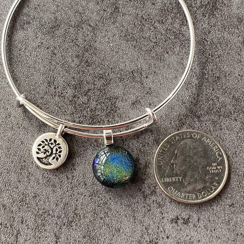 Aurora Evening, Multi-Colored Dichroic Glass Bracelet, Silver