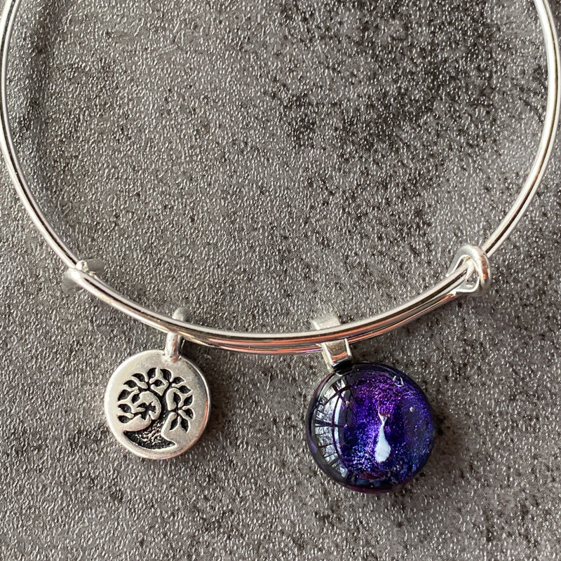 A Galaxy Far Away, Purple Dichroic Glass Bracelet, Silver