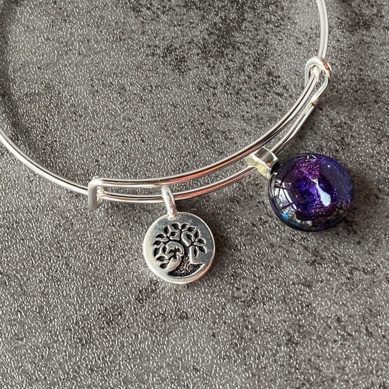 A Galaxy Far Away, Purple Dichroic Glass Bracelet, Silver