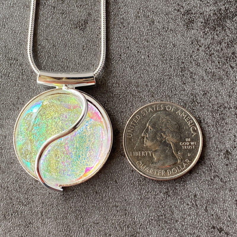 I Thought It Was Opal, Dichroic Glass Necklace, Silver