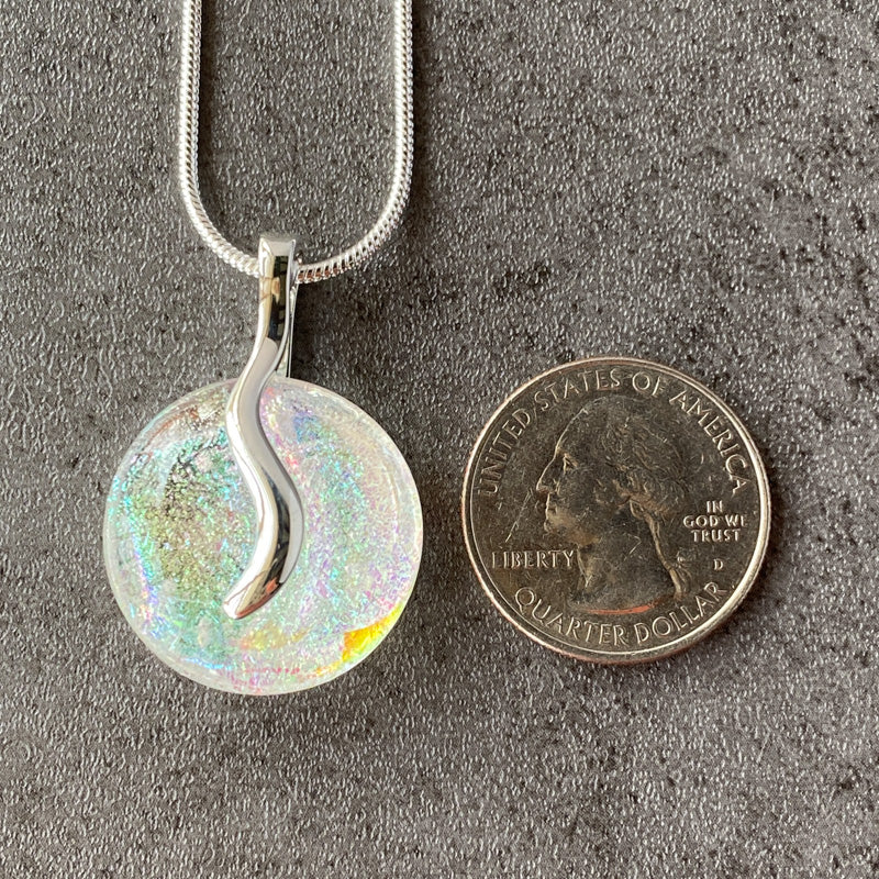 Soap Bubbles, Multi-Color Dichroic Glass Necklace, Silver