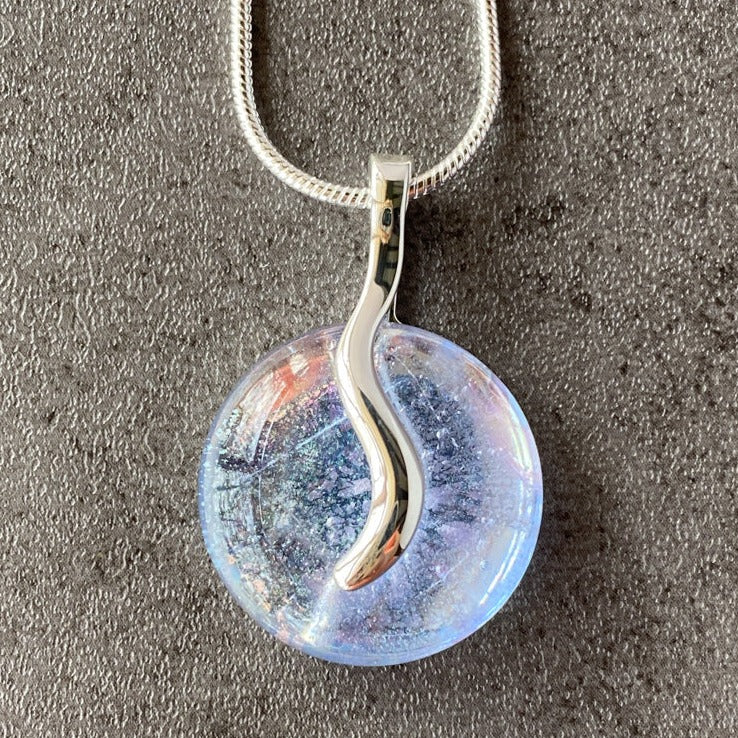 Lavender Light, Lavender Dichroic Glass Necklace, Silver
