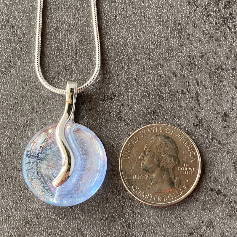Lavender Light, Lavender Dichroic Glass Necklace, Silver